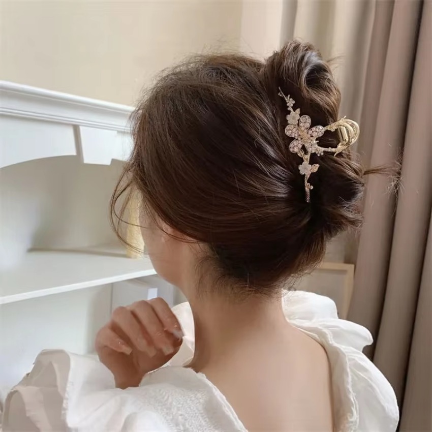 Vintage Fashion Ai - 1 Pcs Metal Hair Claw Pearl