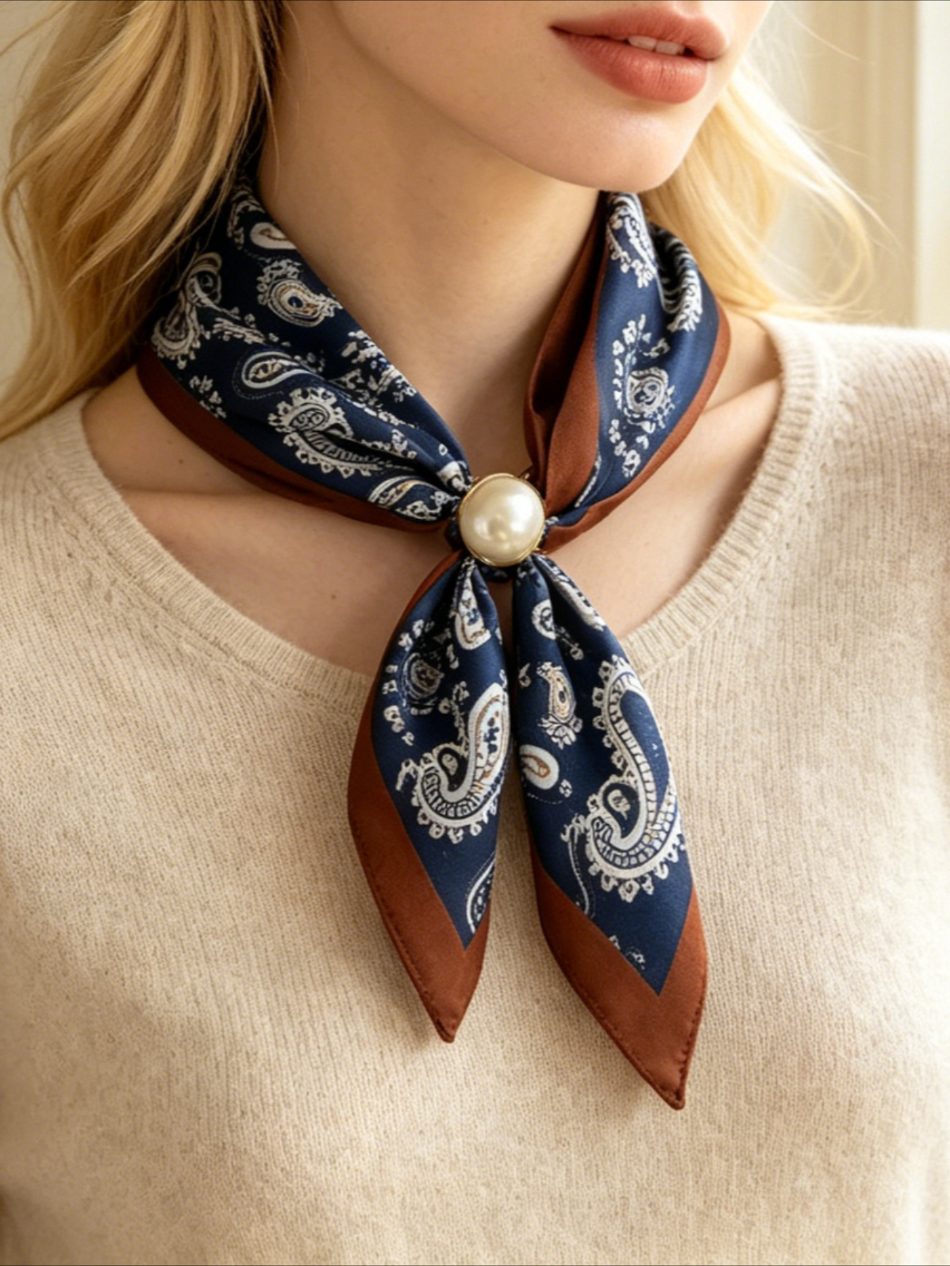 Vintage Fashion Ai - 1 Women's Vintage Printed Satin Neck