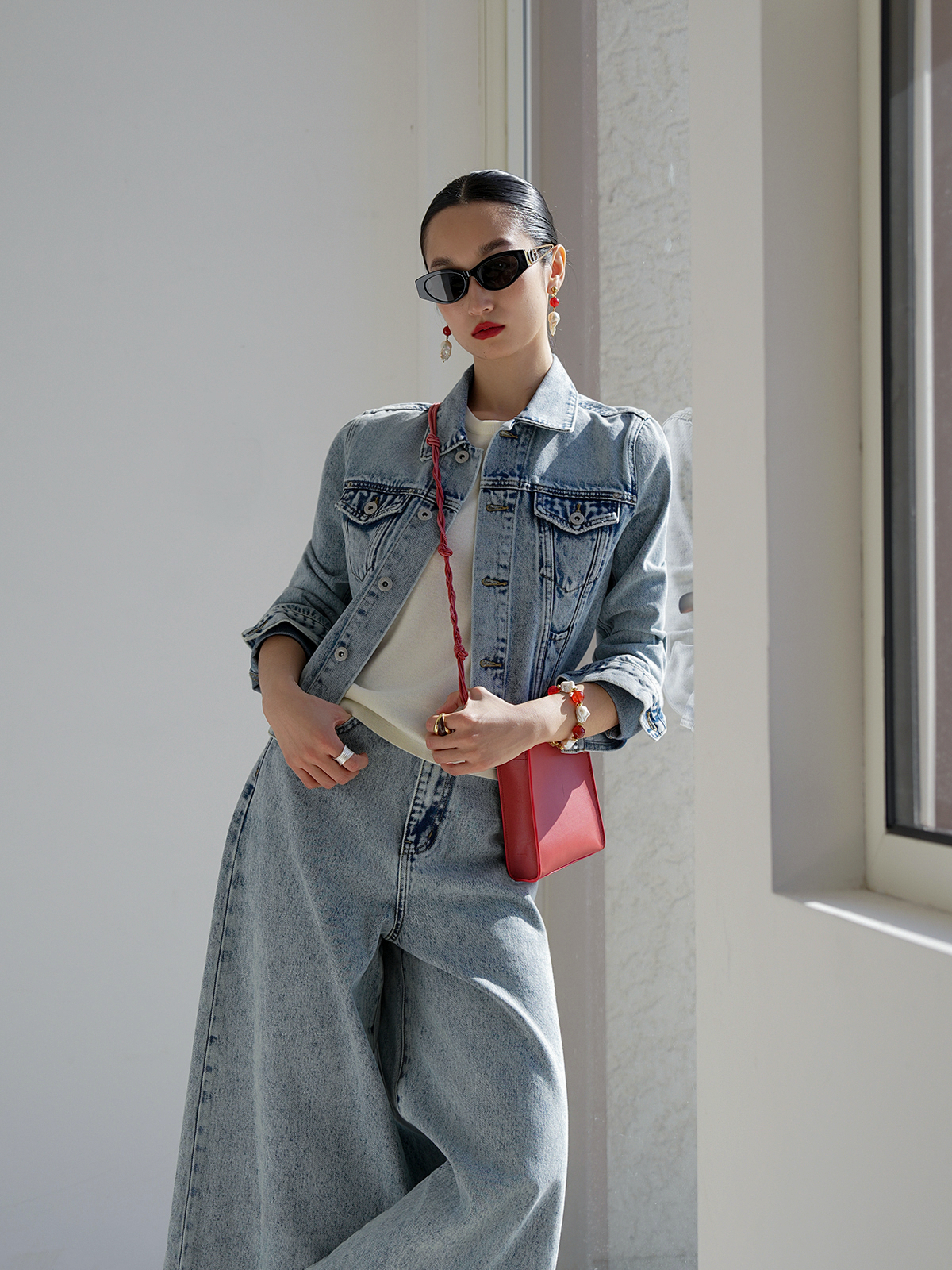 Vintage Fashion Jacket - Retro Cotton Denim Jacket High Waist