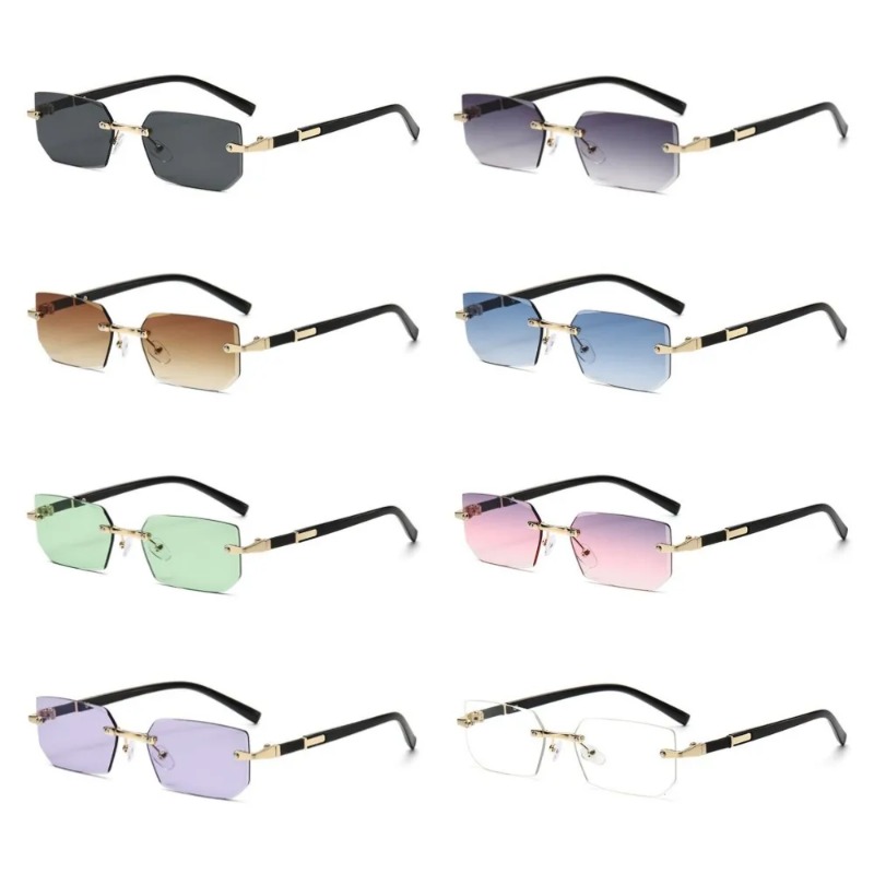 Rimless Cut Edge Rectangle Sun - Vintage Fashion Y2K incelemesi ve fiyatı