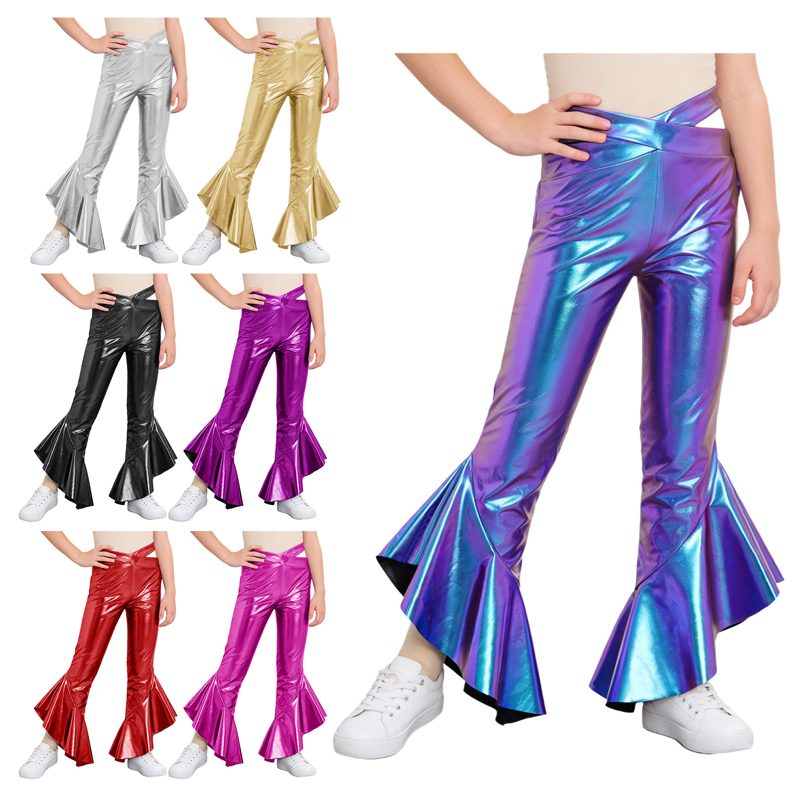 Kids Girls Shiny Metallic Flar - Wide Leg Trouser 70S incelemesi ve fiyatı