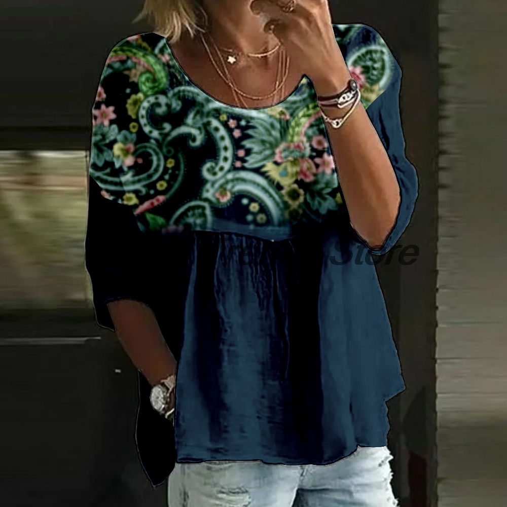 Women's Casual Floral Print 3/ - Printed Floral Shirt incelemesi ve fiyatı