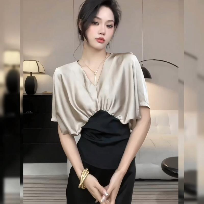V Neck Contrast Patchwork Plea - Vintage Fashion Trends incelemesi ve fiyatı