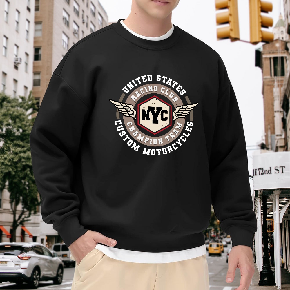 Men's Black Crew Neck Sweatshi - Vintage Fashion Nyc incelemesi ve fiyatı