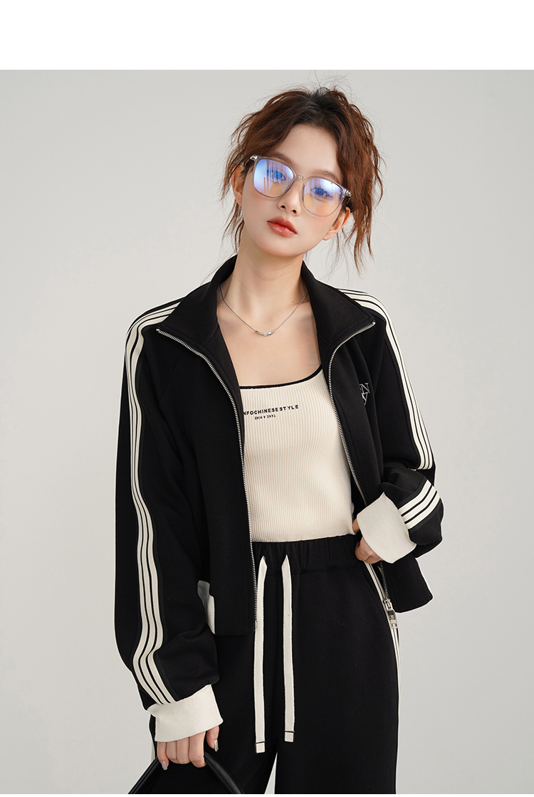 Vintage Sporty Casual Black Wh - Vintage Fashion Jacket incelemesi ve fiyatı