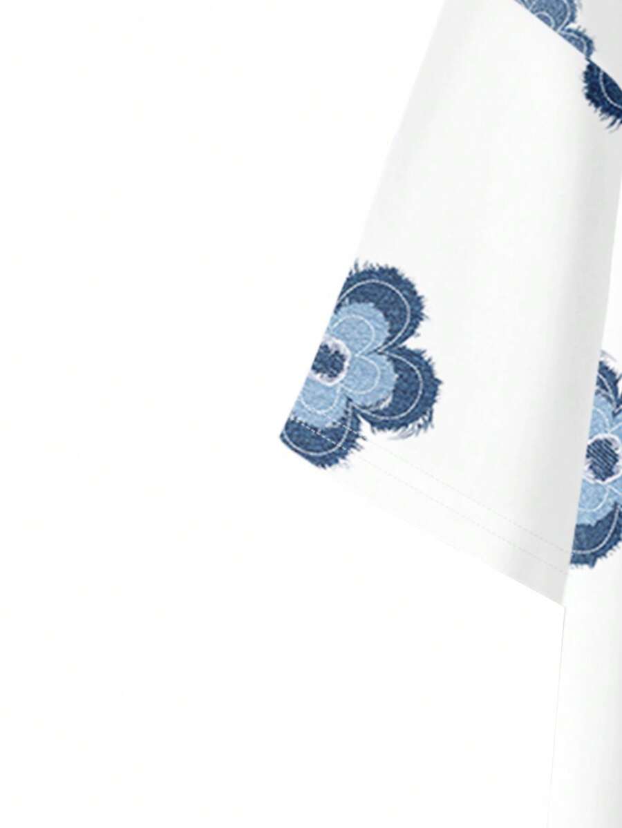 Floral Print Plus Size V-Neck  - Printed Floral Shirt incelemesi ve fiyatı