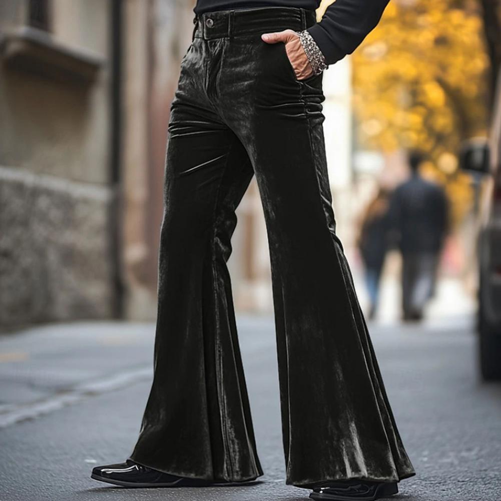 Men's Bell Bottom Velvet Pants - Wide Leg Trouser 70S incelemesi ve fiyatı