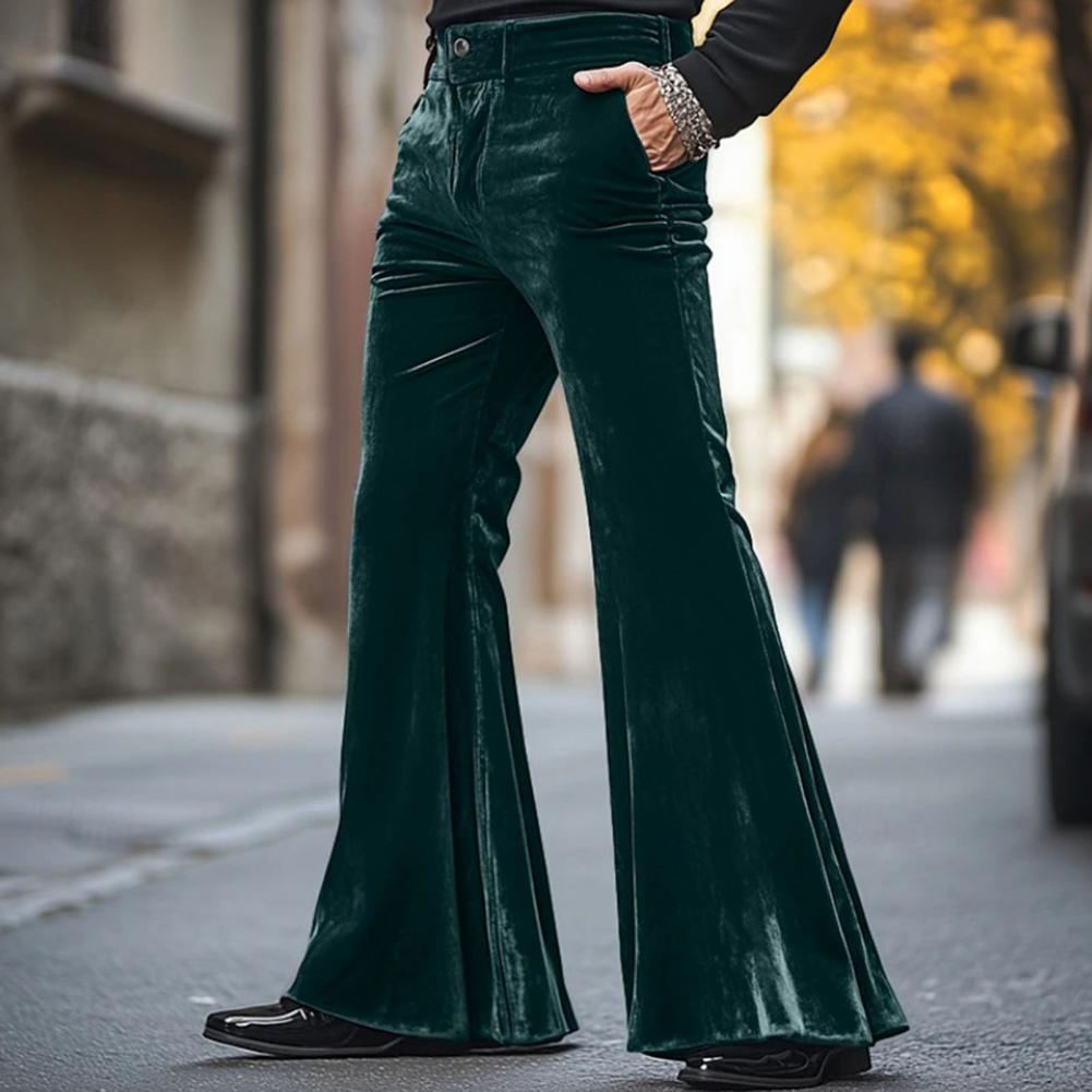 Men's Bell Bottom Velvet Pants - Wide Leg Trouser 70S incelemesi ve fiyatı