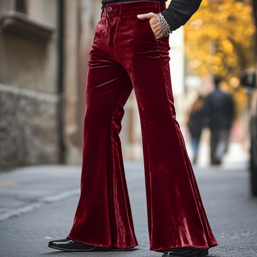 Men's Bell Bottom Velvet Pants - Wide Leg Trouser 70S incelemesi ve fiyatı