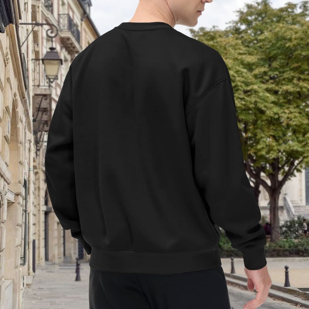 Men's Black Crew Neck Pullover - Vintage Fashion Nyc incelemesi ve fiyatı