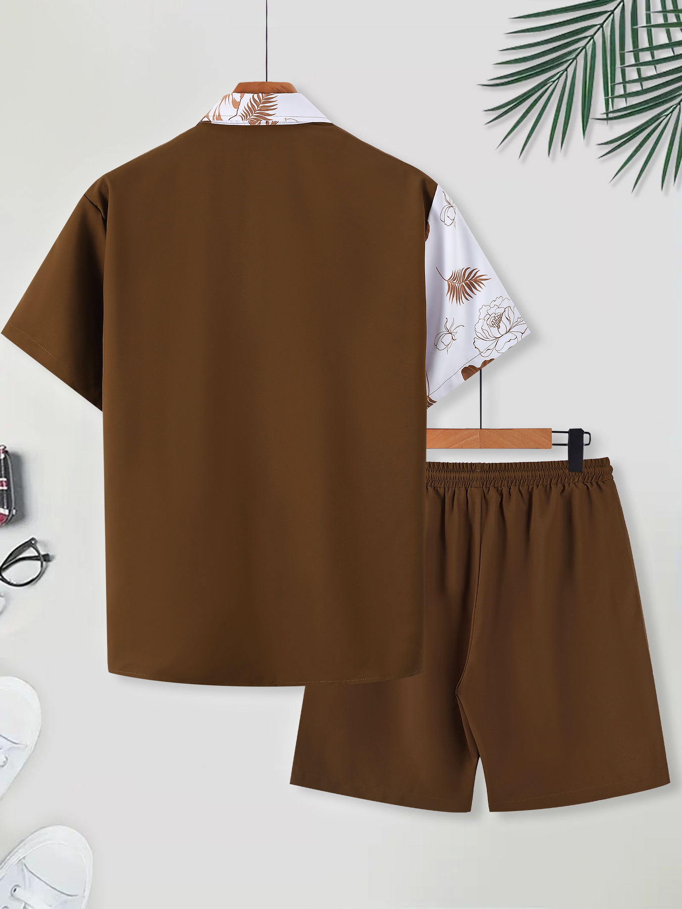 Men's Brown & White Color Bloc - Printed Floral Shirt incelemesi ve fiyatı