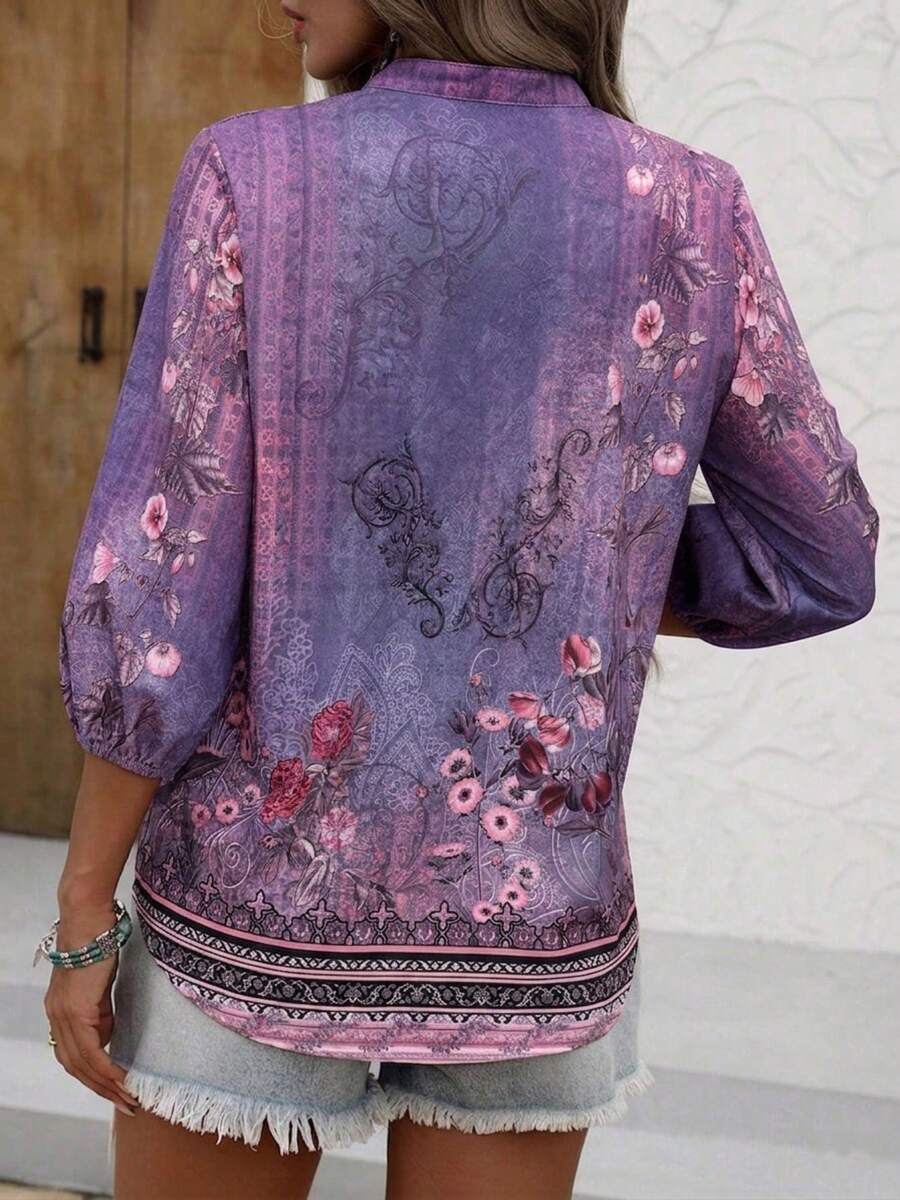 Women Vintage Floral Print Thr - Printed Floral Shirt incelemesi ve fiyatı