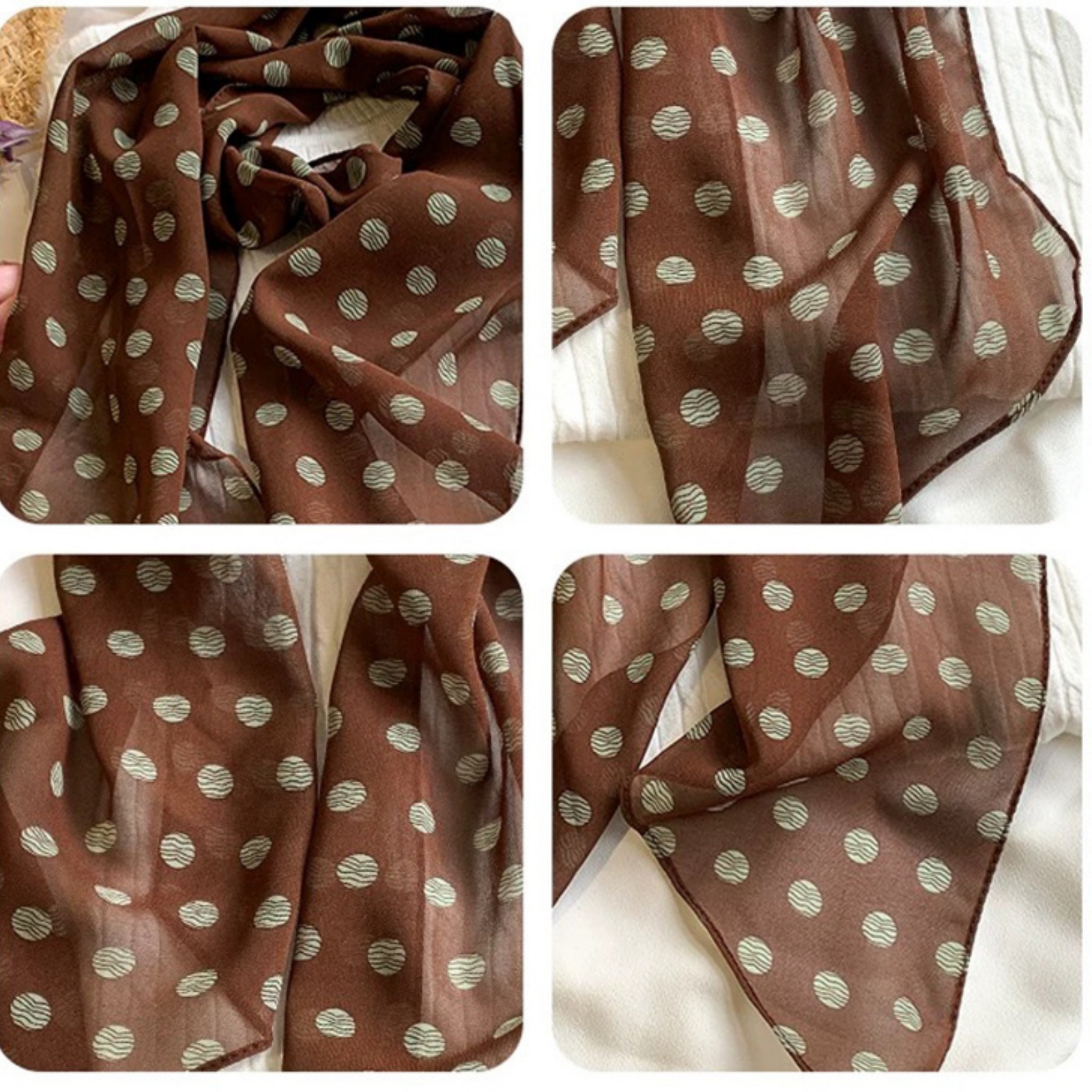 Vintage Polka Dot Chiffon Scar - Vintage Fashion Ai incelemesi ve fiyatı
