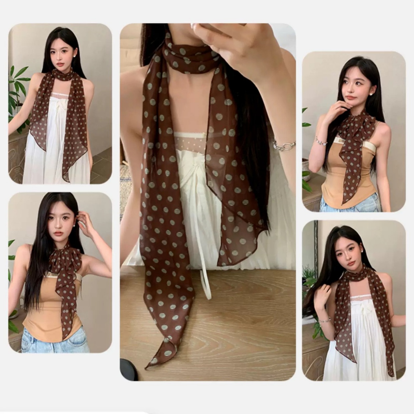 Vintage Polka Dot Chiffon Scar - Vintage Fashion Ai incelemesi ve fiyatı