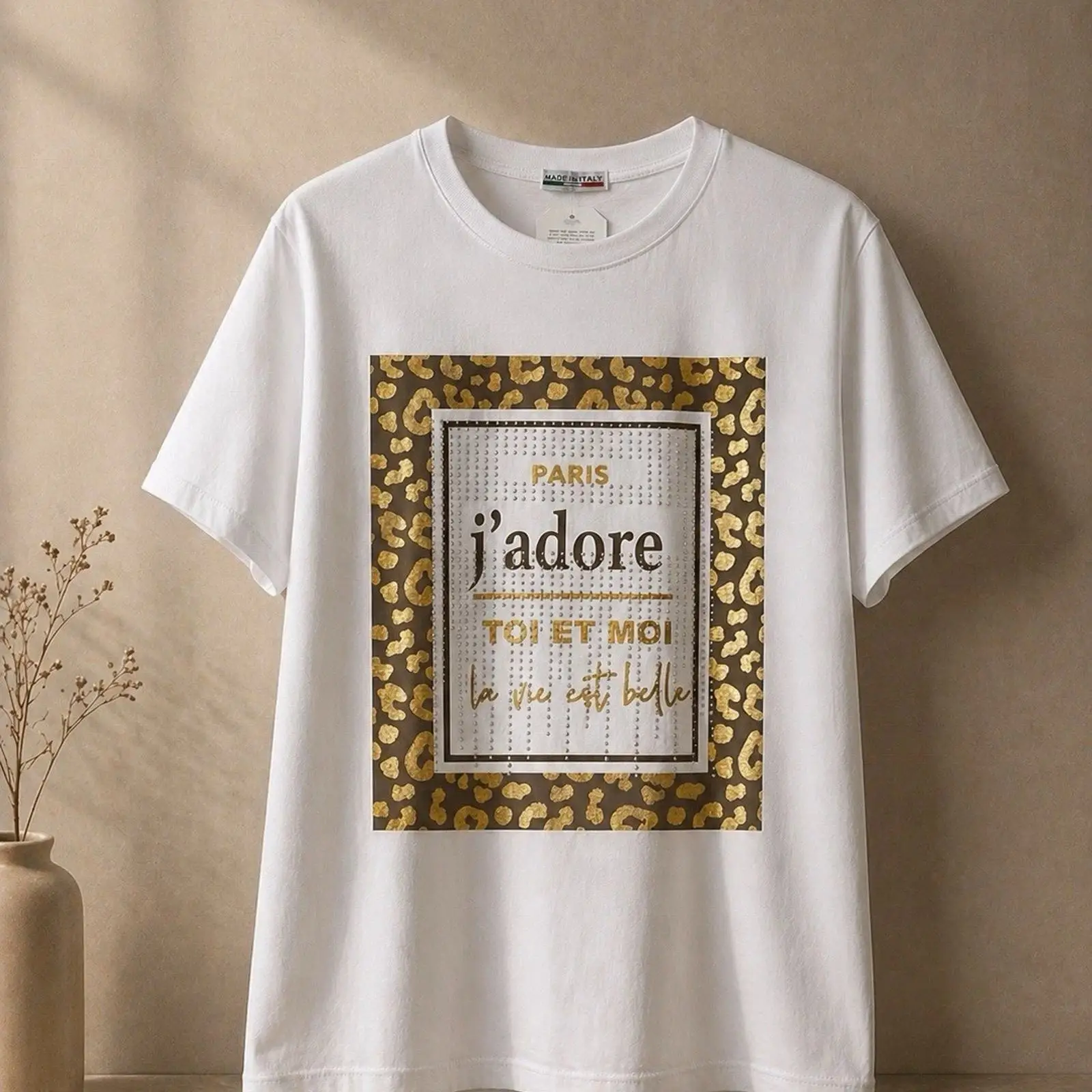Damen T Shirt Weiß Leo quot J  - Vintage Fashion Bloggers incelemesi ve fiyatı