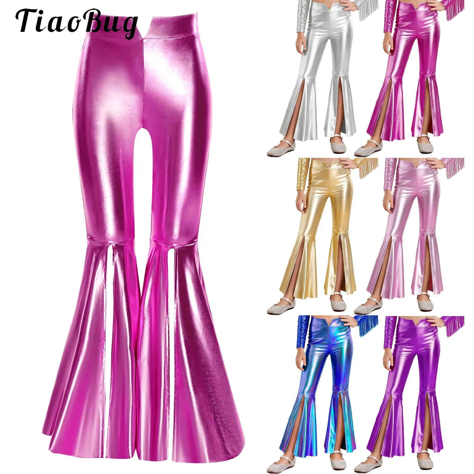Girls Glossy Metallic Leggings - Wide Leg Trouser 70S incelemesi ve fiyatı