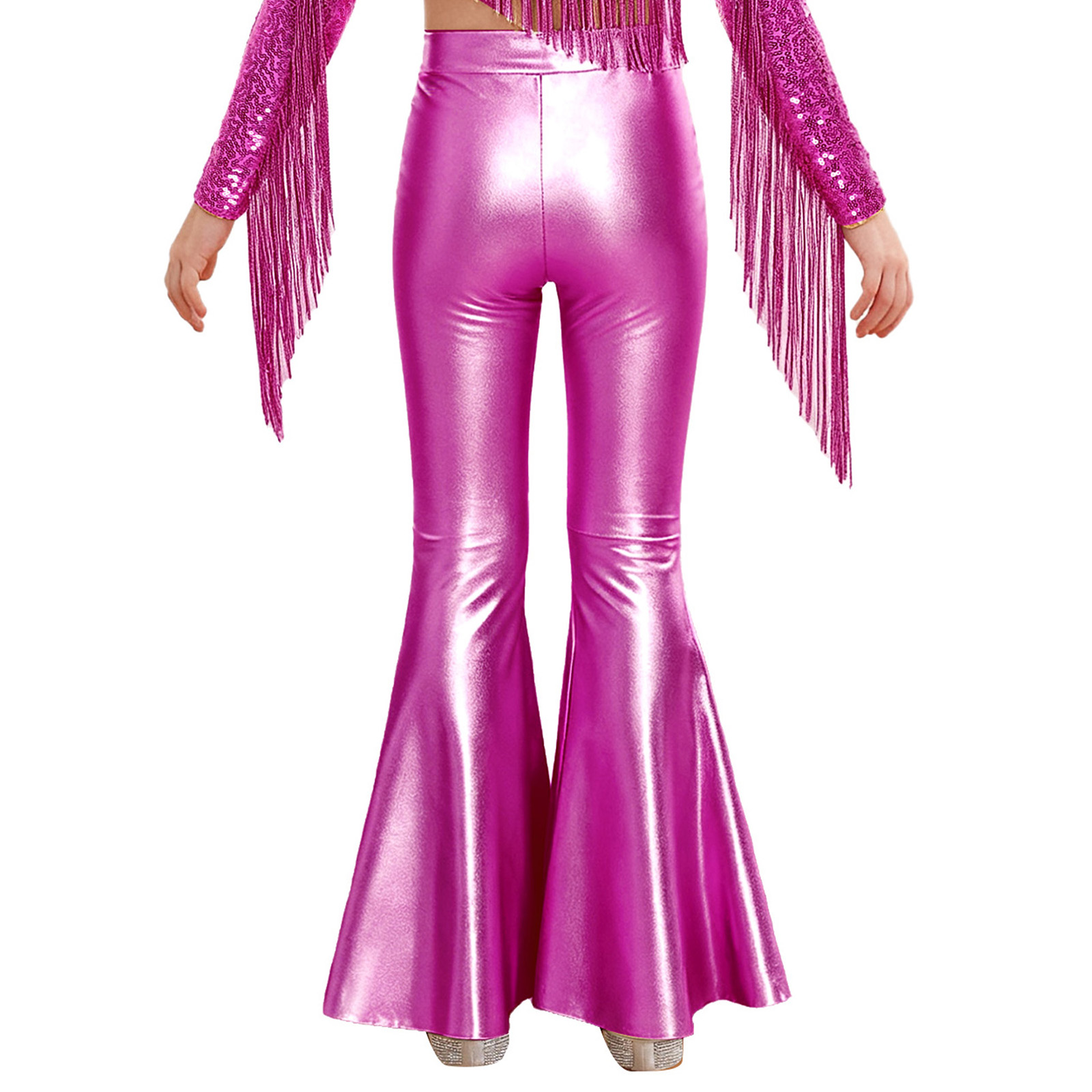 Girls Glossy Metallic Leggings - Wide Leg Trouser 70S incelemesi ve fiyatı
