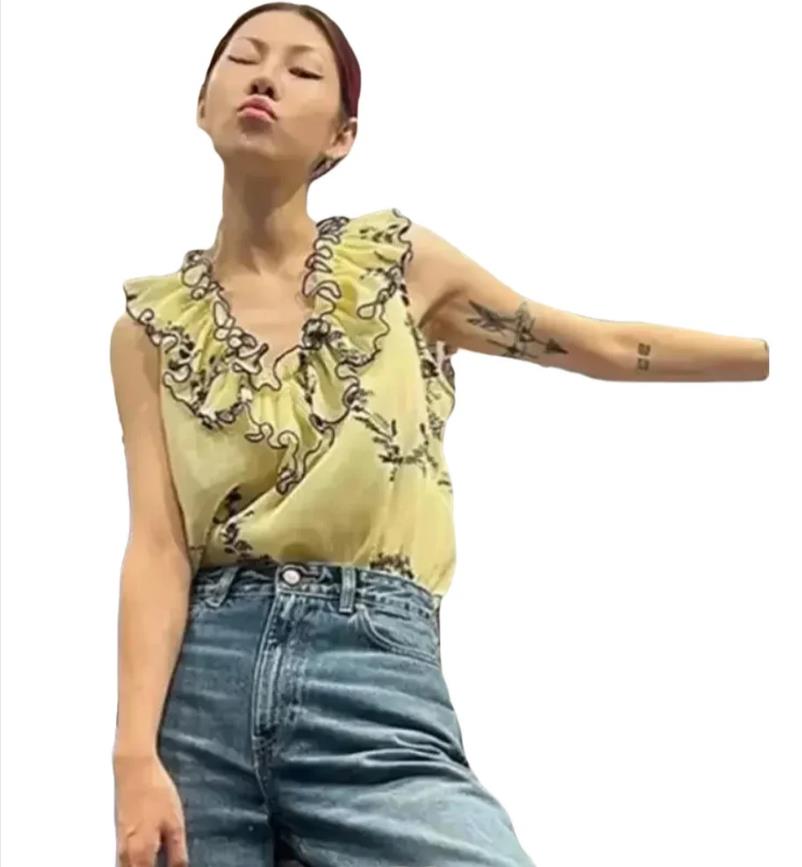 Summer Fresh Floral V-neck Ves - Printed Floral Shirt incelemesi ve fiyatı