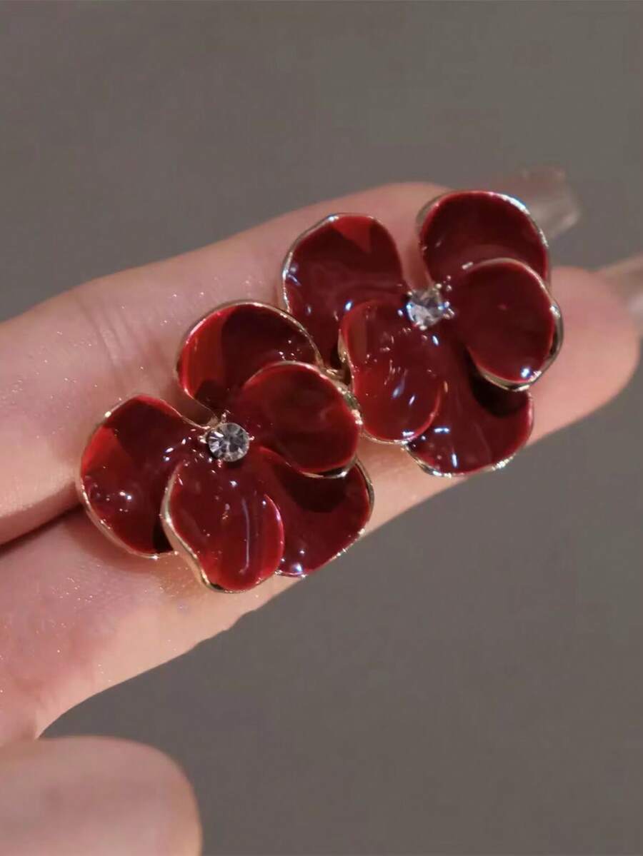 Orange Flower Stud Earrings Wi - Vintage Fashion Center incelemesi ve fiyatı