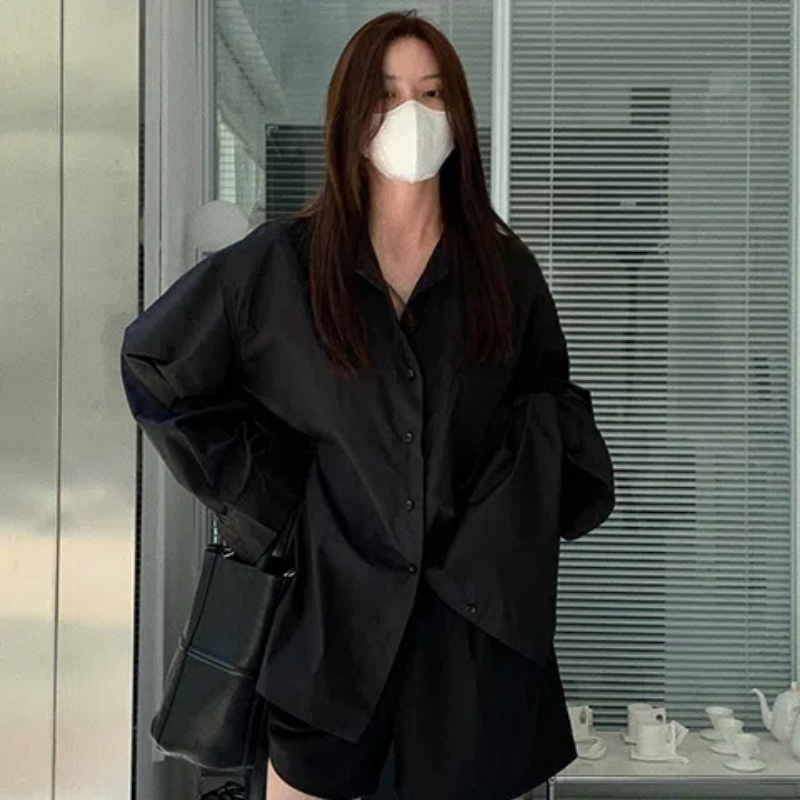 Spring Black Loose Shirt Tops  - Vintage Fashion Trends incelemesi ve fiyatı