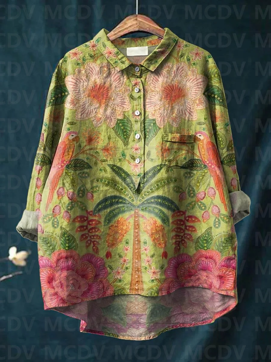 Women's Vintage Ethnic Floral  - Printed Floral Shirt incelemesi ve fiyatı