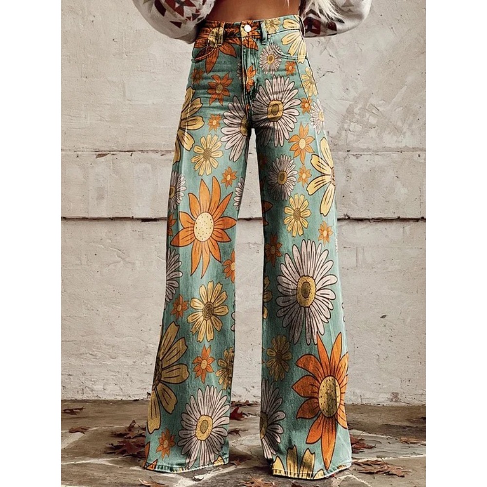 Women's Cute Retro Wave Daisy  - Wide Leg Trouser 70S incelemesi ve fiyatı