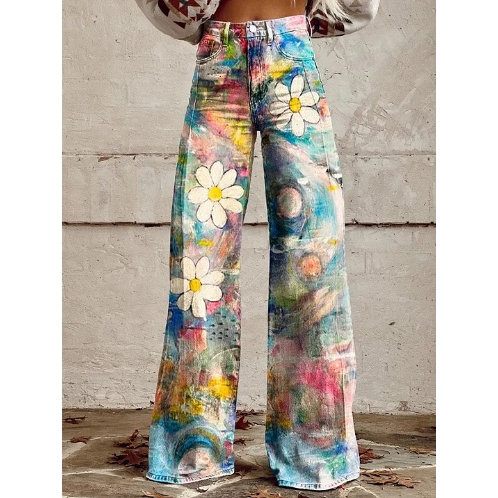 Women's Cute Retro Wave Daisy  - Wide Leg Trouser 70S incelemesi ve fiyatı