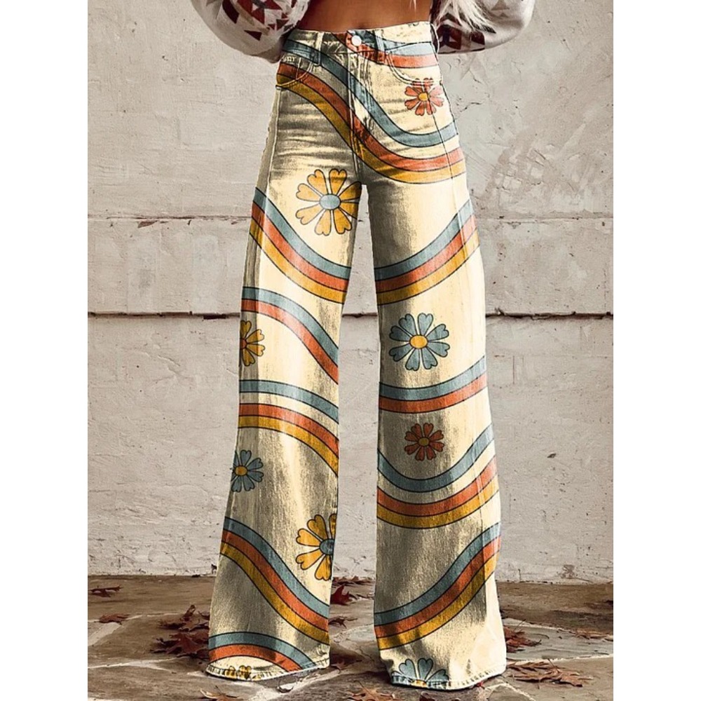 Women's Cute Retro Wave Daisy  - Wide Leg Trouser 70S incelemesi ve fiyatı