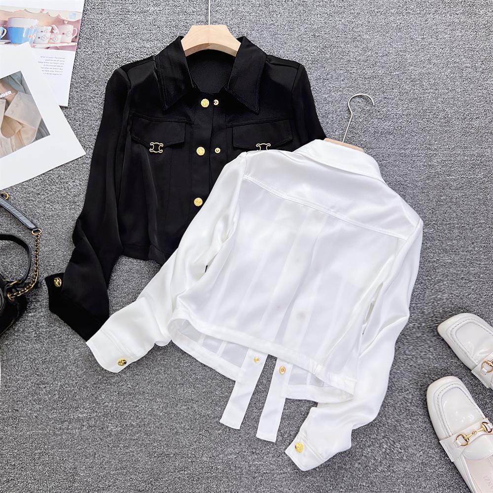 French Elegant Satin Blouse Ja - Vintage Fashion Jacket incelemesi ve fiyatı