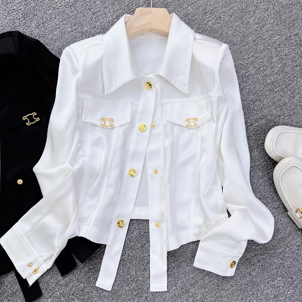 French Elegant Satin Blouse Ja - Vintage Fashion Jacket incelemesi ve fiyatı