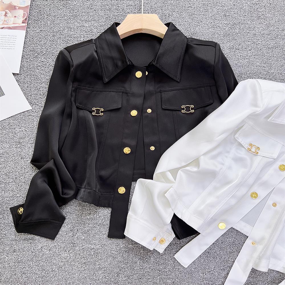French Elegant Satin Blouse Ja - Vintage Fashion Jacket incelemesi ve fiyatı