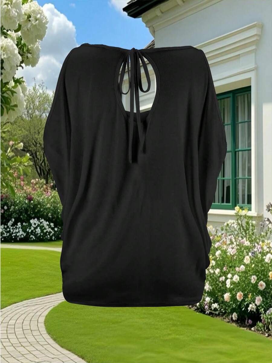 Womens Black Cold Shoulder Dra - Printed Floral Shirt incelemesi ve fiyatı